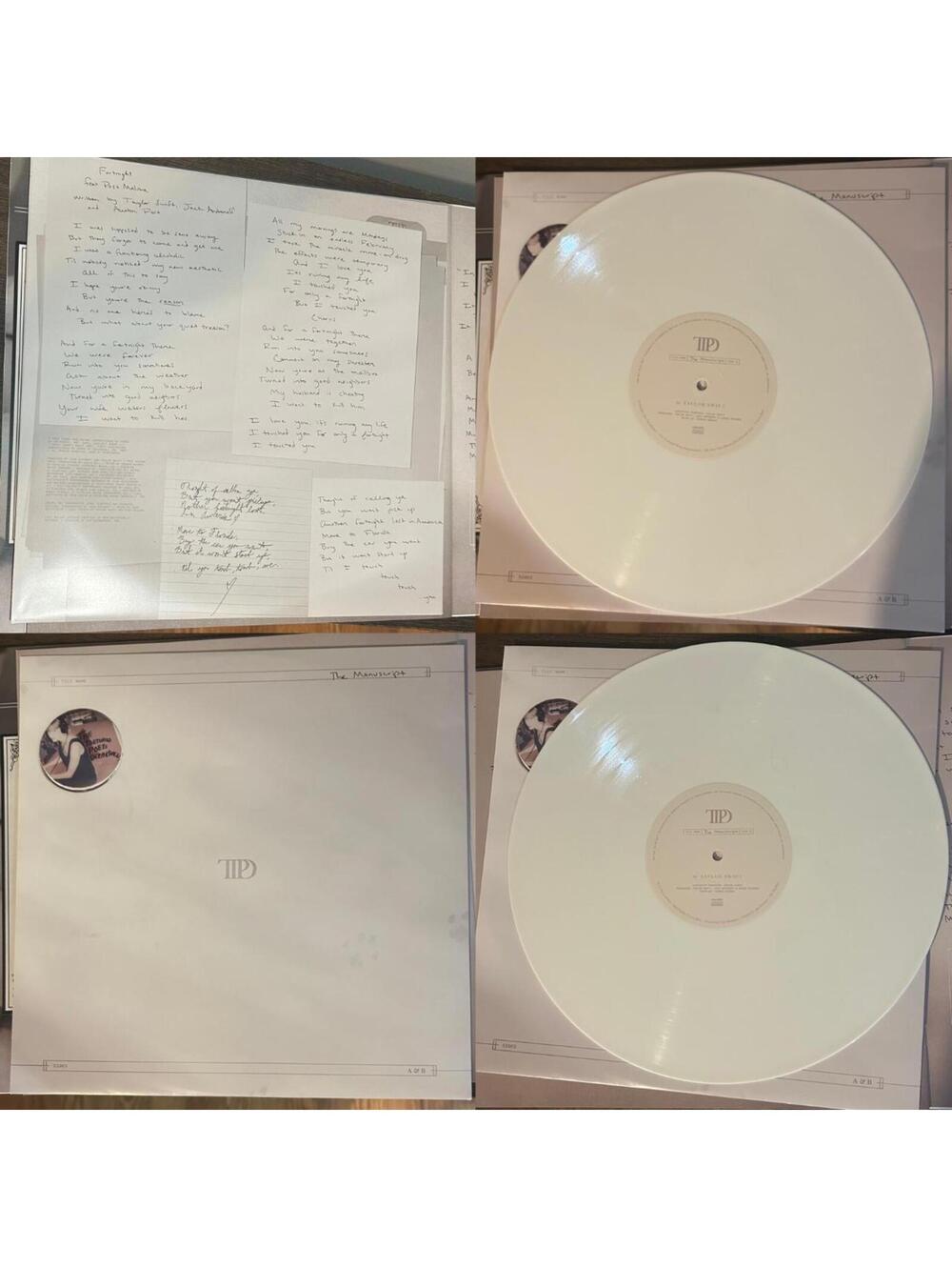 Taylor Swift 2 white double-sided vinyl records the Tortured Poets Department